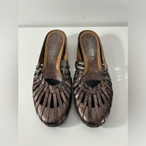 Aquatalia Womens Size 7.5 Slip On Mules Wedge Heel Strappy Designer